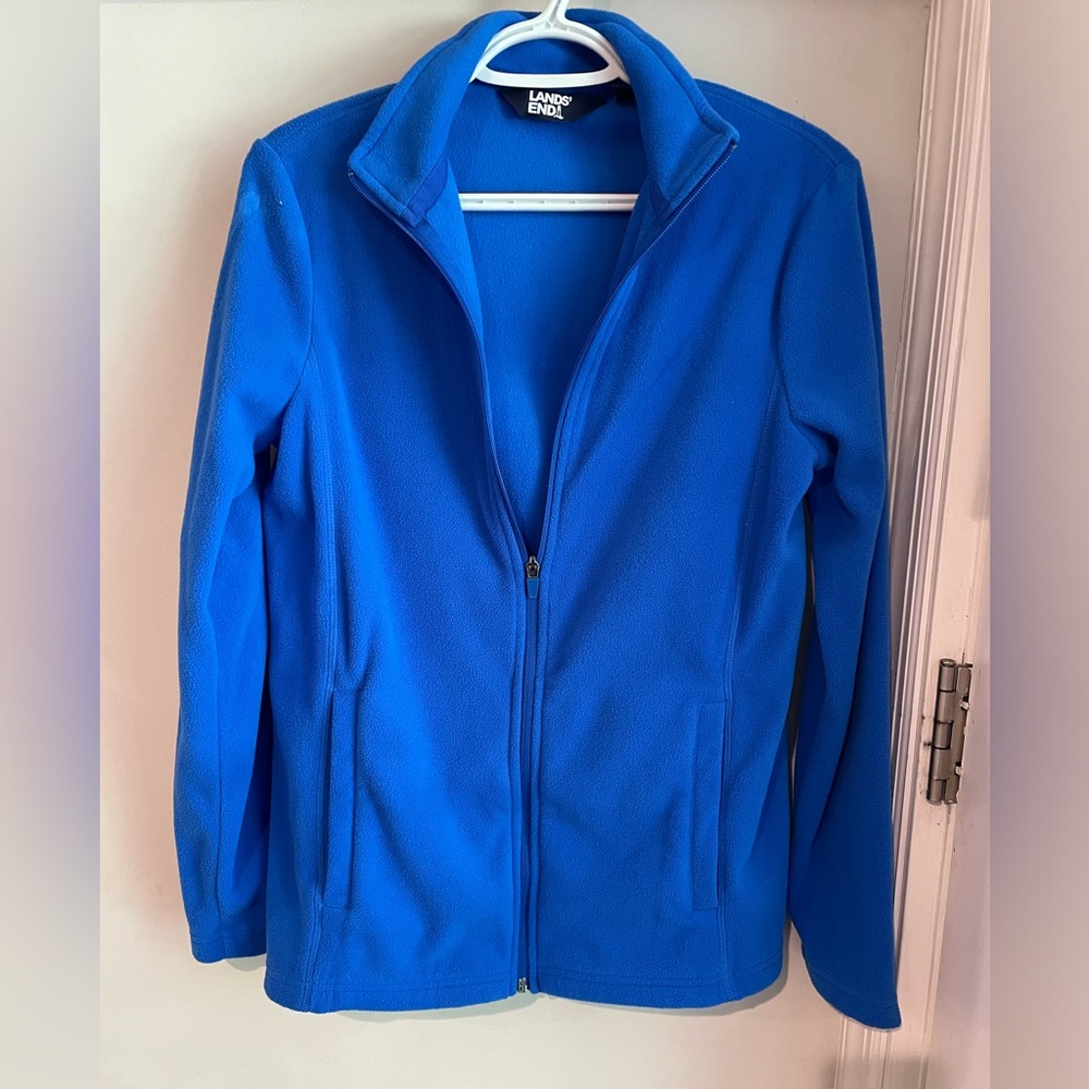S Lands End Fleece Zip-up Jacket- Royal Blue